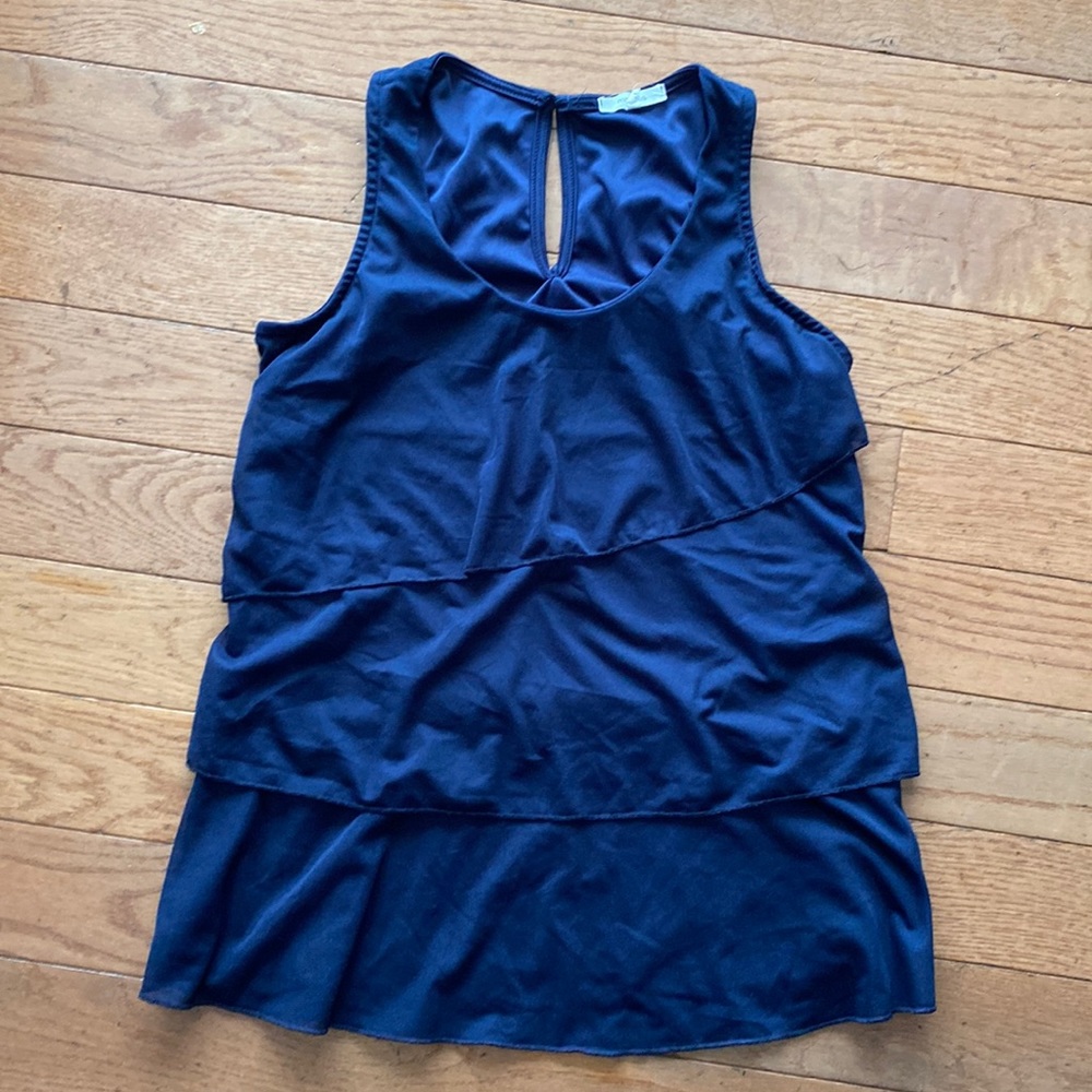 Maurices navy blue layered/tiered sleeveless tank top blouse